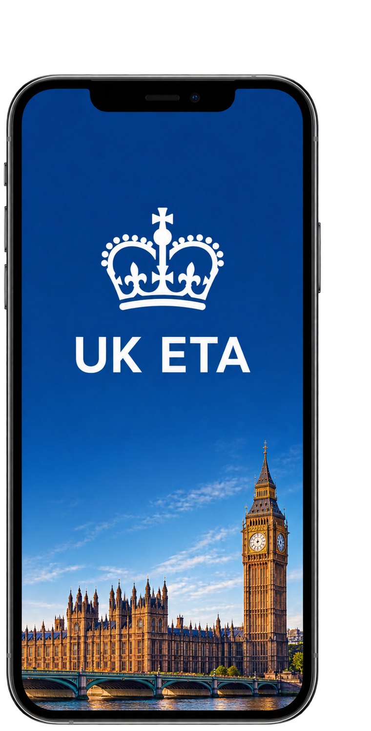 UK ETA-appen visad på en mobiltelefon